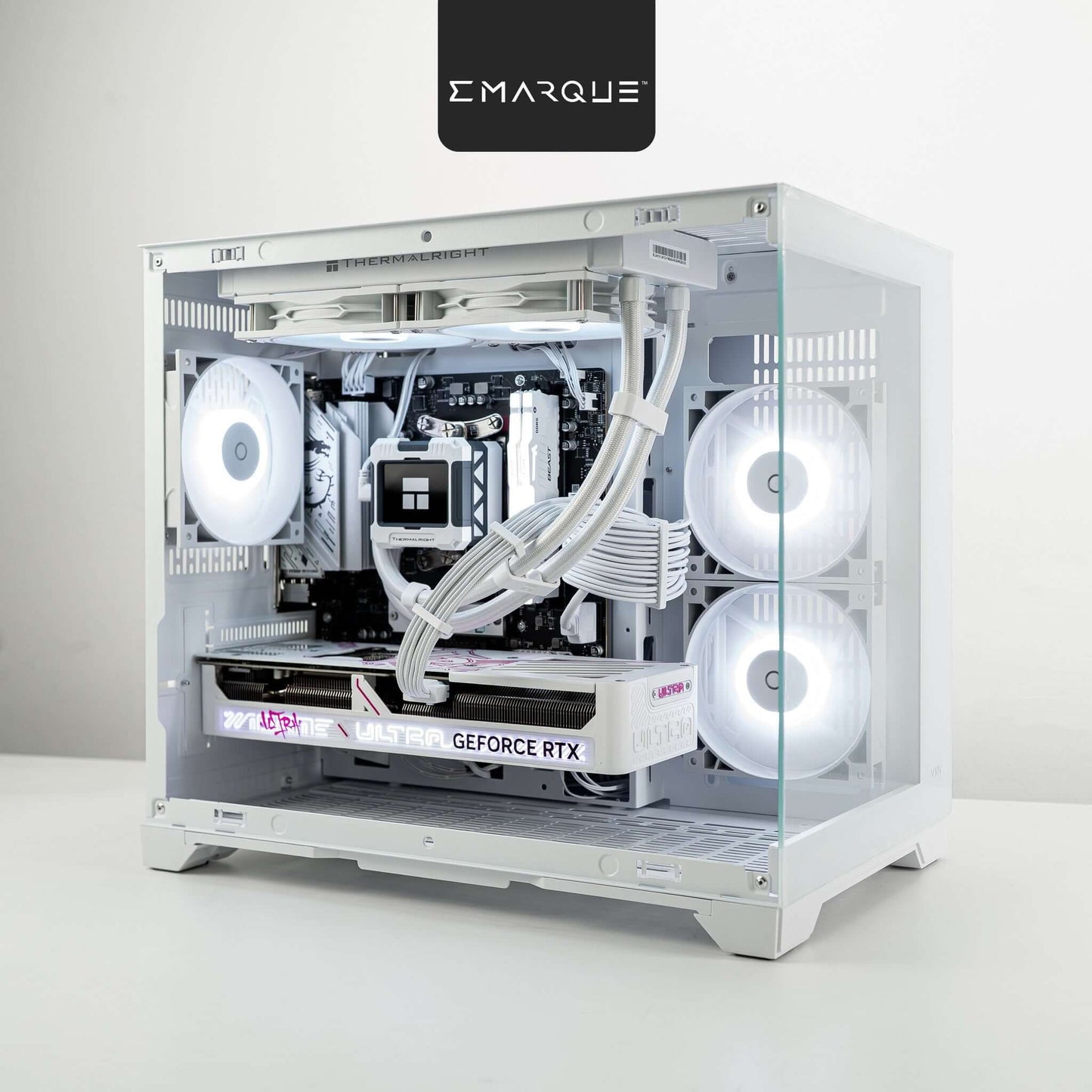 Infinity Mini PC with AMD Ryzen 5 7600X, GeForce RTX 5070, and Tecware VXN Evo casing on display