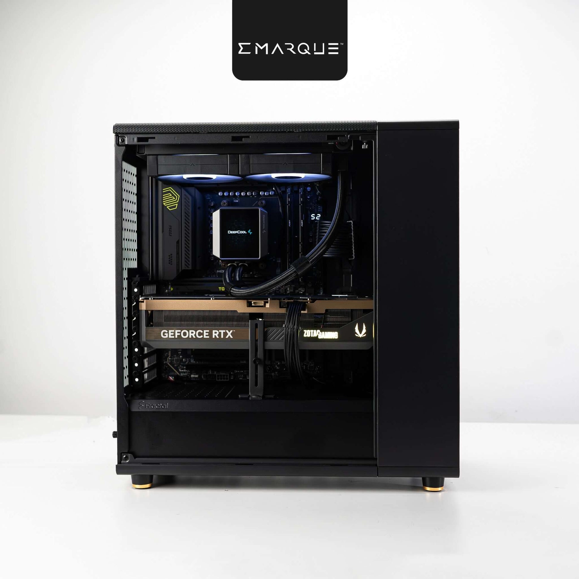 High-performance gaming PC with AMD Ryzen 7 9800X3D and GeForce RTX 5070 Ti, featuring Fractal Design North Charcoal Black chassis.