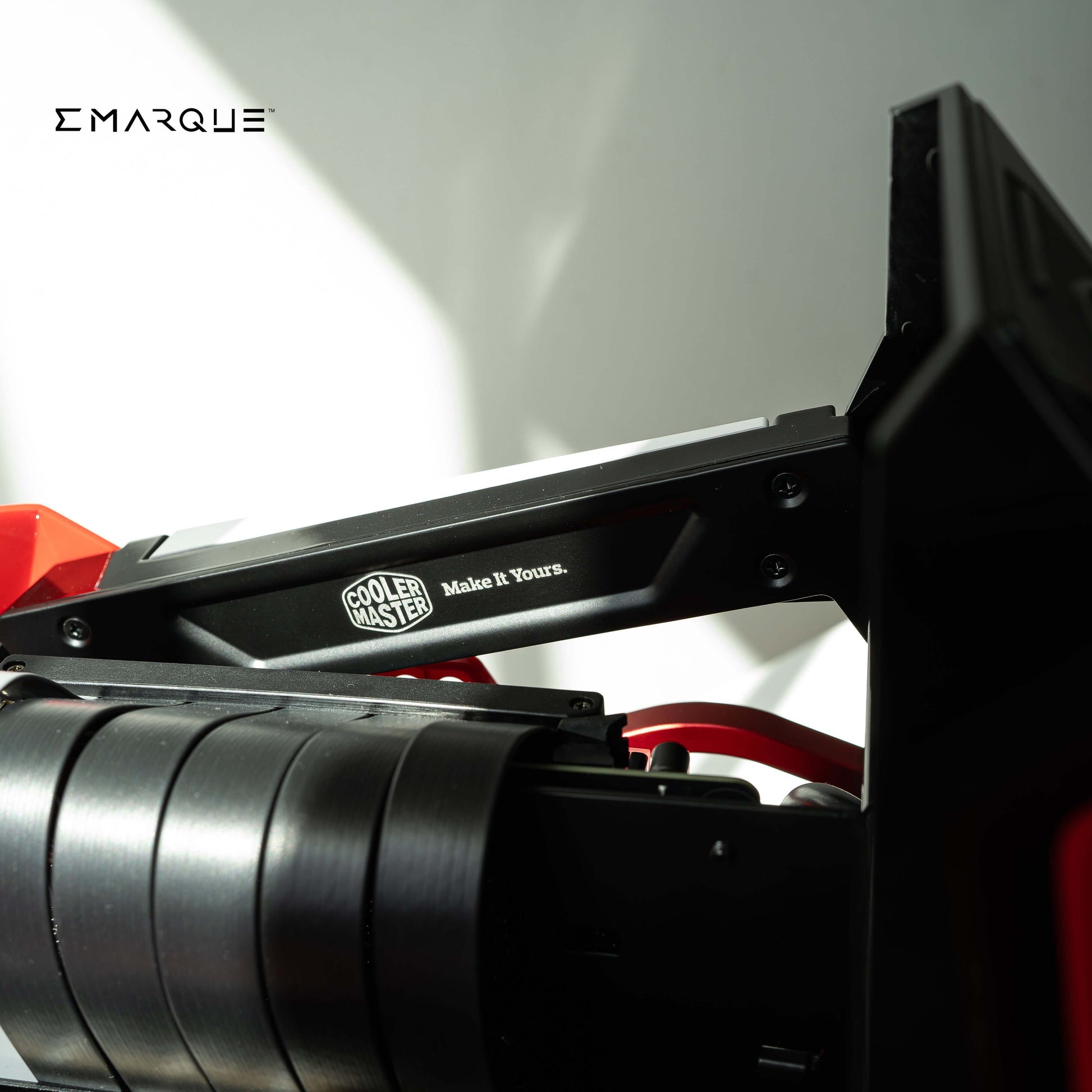 Close-up of Cooler Master CaseMod2020 award-winning JMDF design, emphasizing sleek, modern lines of APEX Sneaker X PC gaming case.