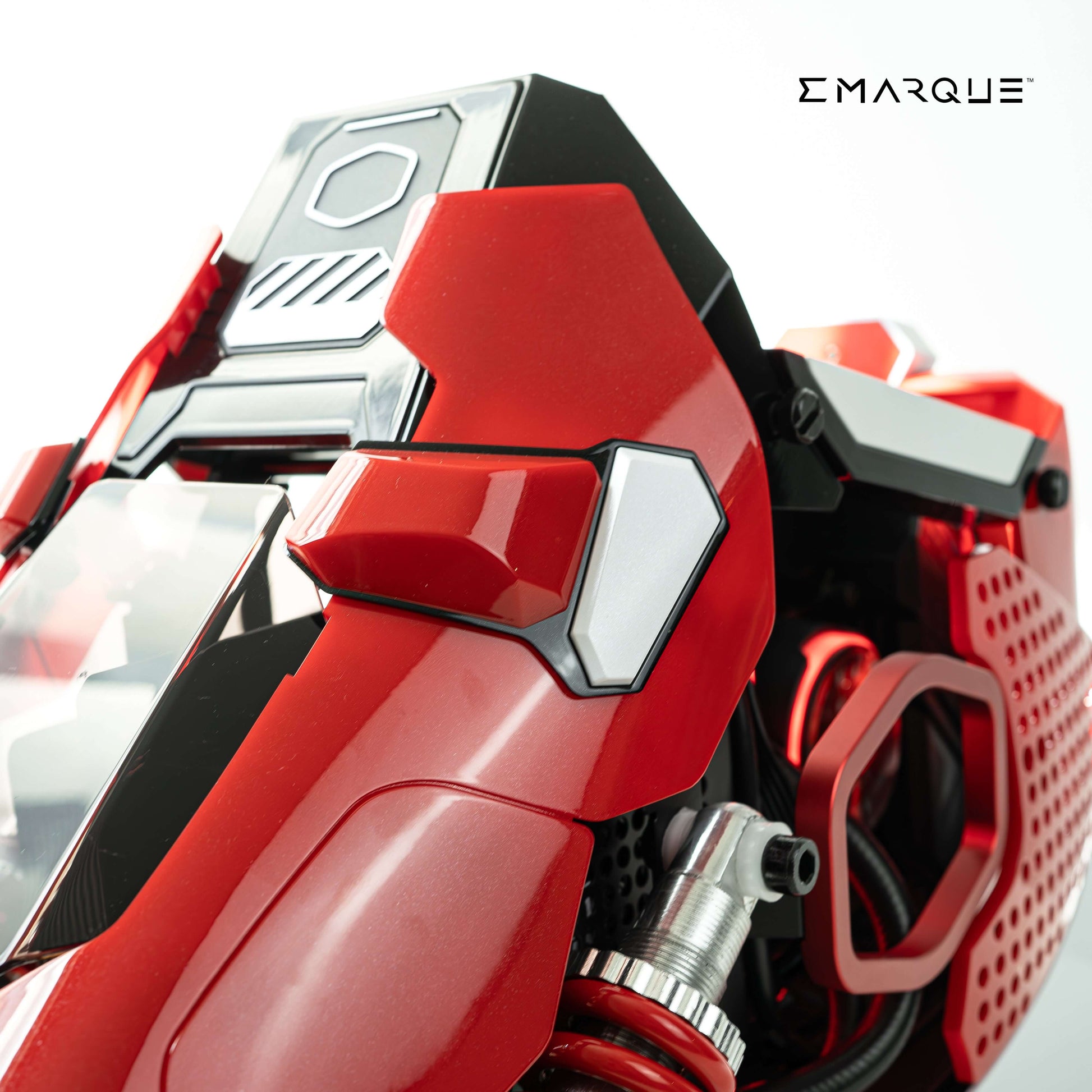 Close-up of APEX Sneaker X PC, featuring vibrant red design and advanced cooling, inspired by sneaker culture.