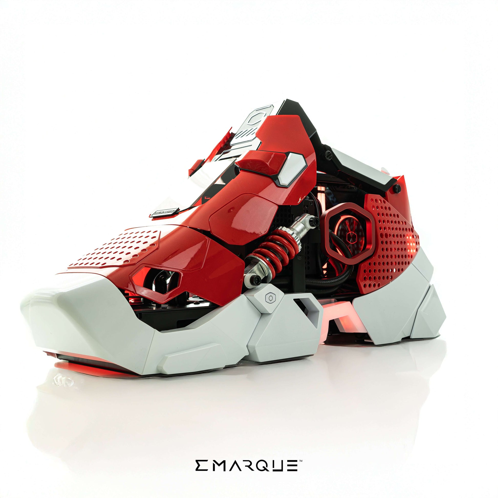 Unique sneaker-inspired gaming PC with Intel Core Ultra 9 and ASUS GeForce RTX 5080, featuring Cooler Master CaseMod2020 design.