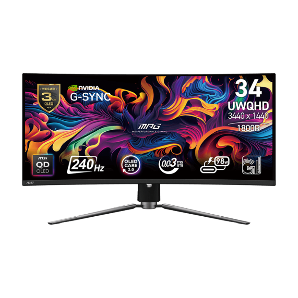 MSI MPG 341CQPX 34.18'' UWQHD 240Hz QD-OLED 1800R Curved Gaming Monitor