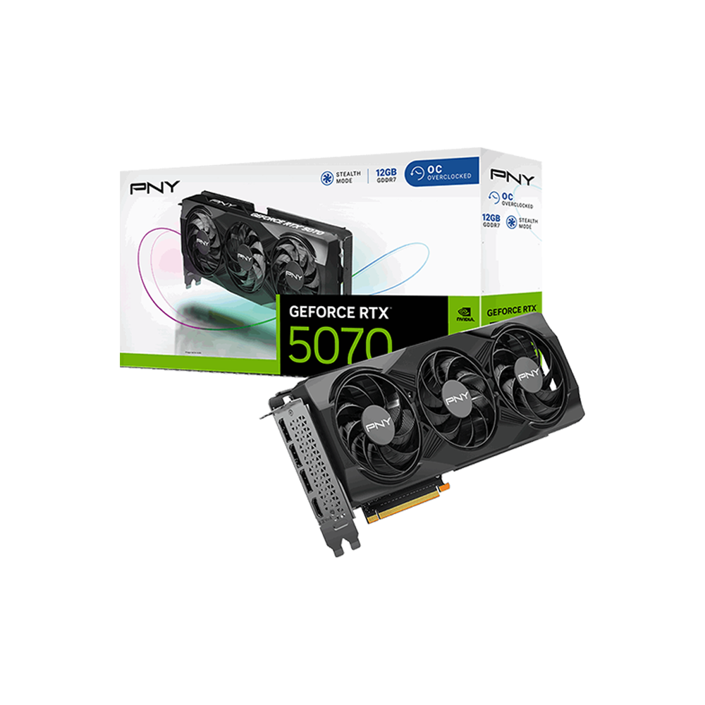 PNY GeForce RTX™ 5070 Overclocked Triple Fan 12GB GDDR7 Graphic Card