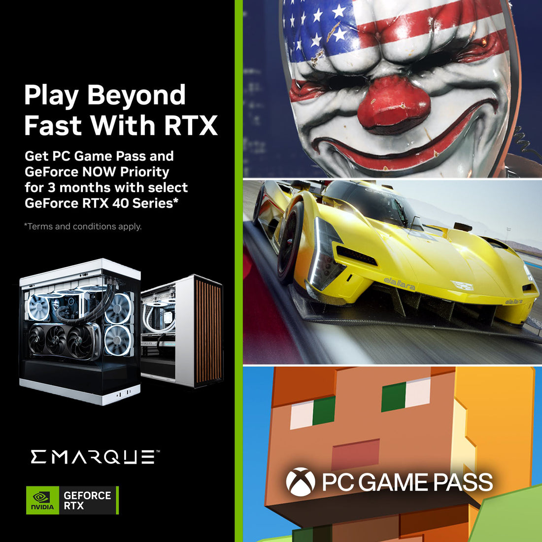 Get PC Game Pass for 3 months with select GeForce RTX 40 Series* - EMARQUE