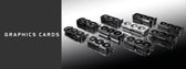 Wide selection of RTX graphics cards including RTX 5060, 5070, 5080 by ASUS, MSI, and Gigabyte displayed on a gradient background.