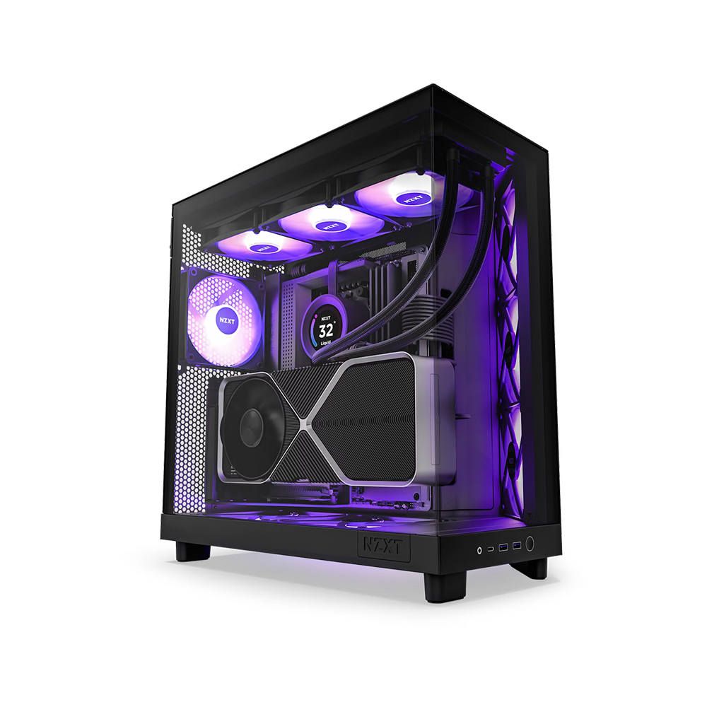 NZXT H6 Flow RGB Compact Dual Chamber Mid-Tower ATX PC Chassis