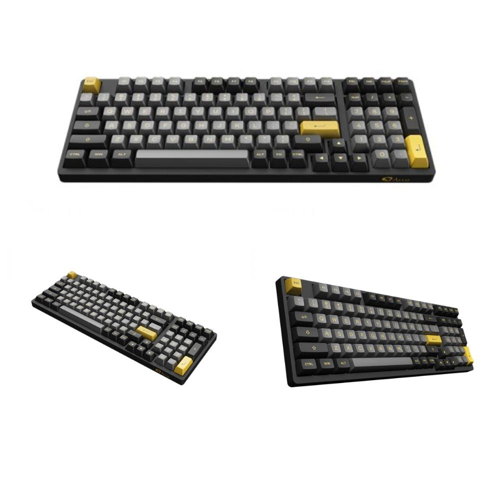 Akko Black & Gold 3098B Plus Mechanical Keyboard - V3 Cream Yellow Pro