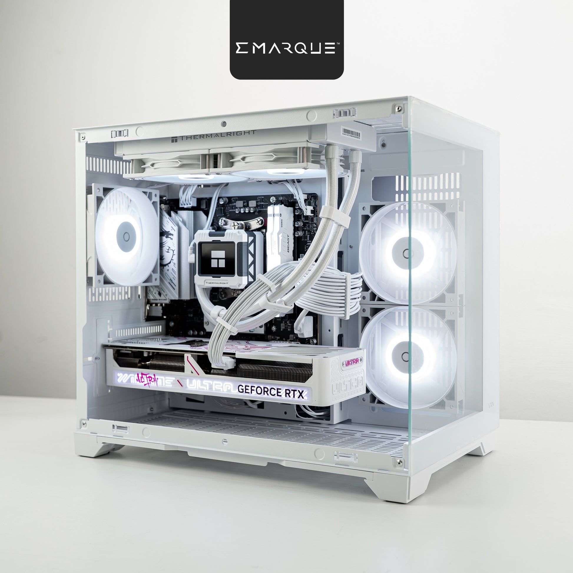 Infinity Mini PC with AMD Ryzen 5 7600X, GeForce RTX 5070, and Tecware VXN Evo casing on display
