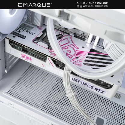 XT White Gaming PC with GeForce RTX 5070 GPU in Montech XR ATX case, showcasing powerful graphics and sleek design.