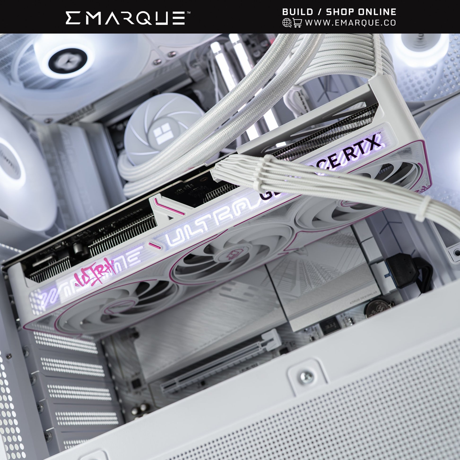 XT White gaming PC featuring GeForce RTX 5070 in MONTECH XR ATX case with RGB lighting, perfect for high-performance gaming.