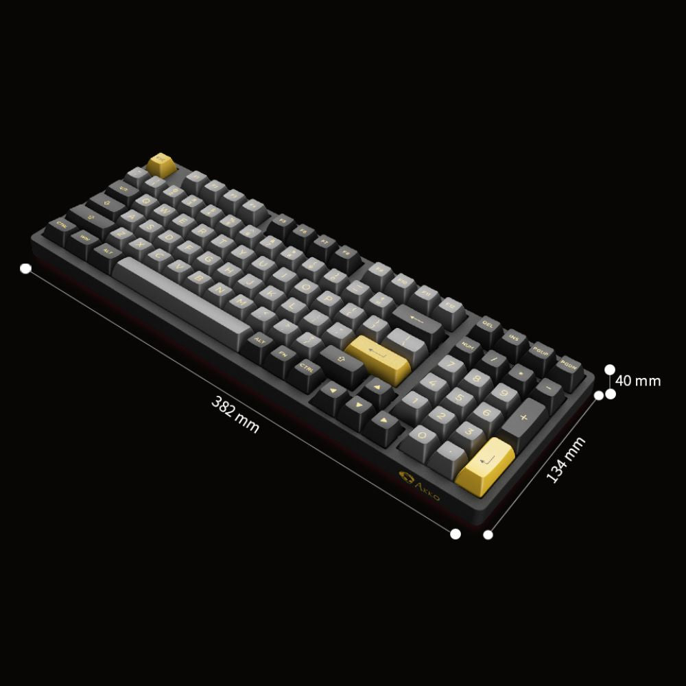 Akko Black & Gold 3098B Plus Mechanical Keyboard - V3 Cream Yellow Pro