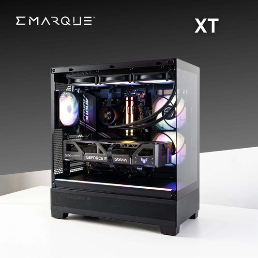 INFINITY XT Gaming PC with Ryzen 7 9800X3D, ASUS TUF GeForce RTX 5080, Phanteks XT View case, RGB lighting.