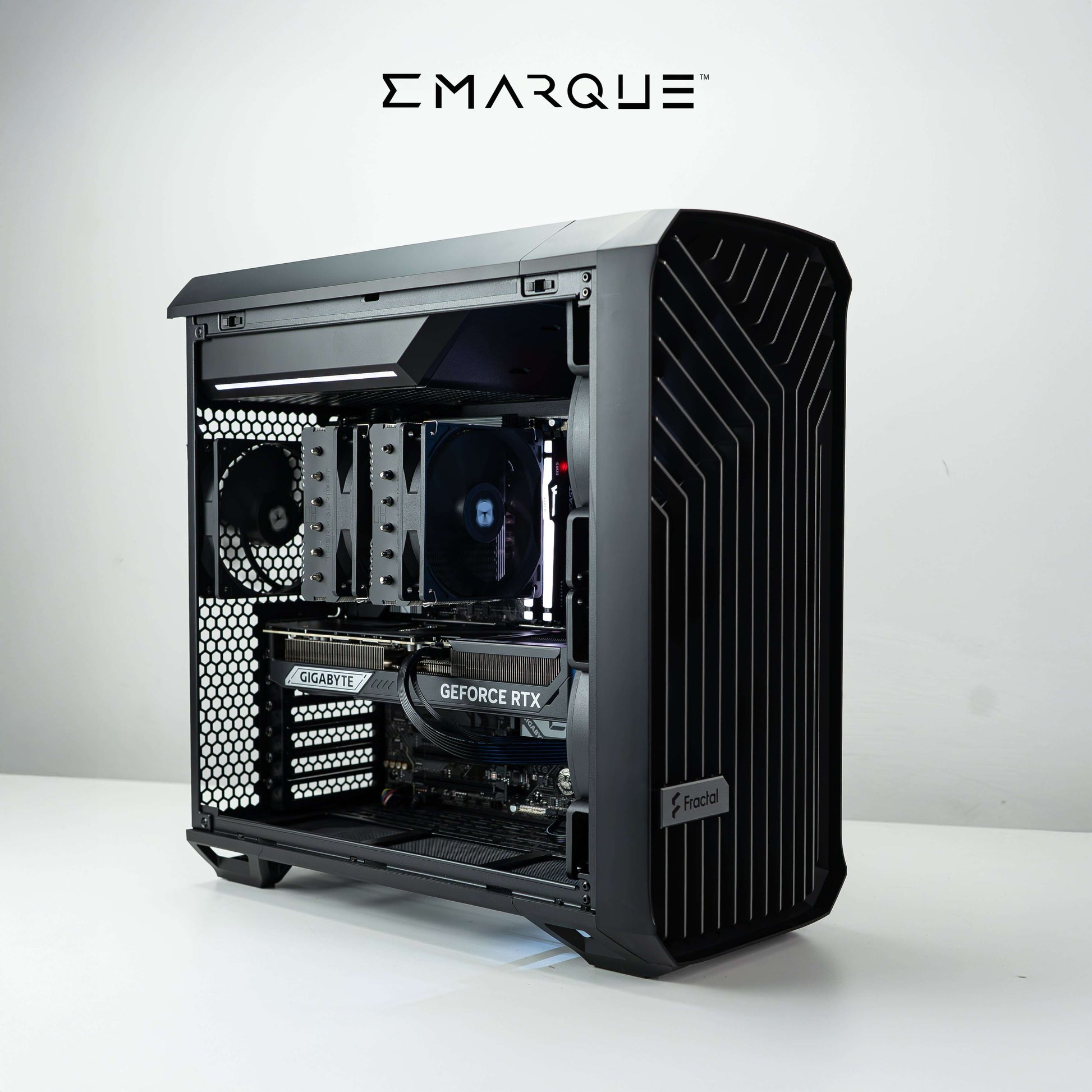 High-performance PC with AMD Ryzen 7 9800X3D and GeForce RTX 5080 in Fractal Design Torrent chassis, perfect for gaming and productivity.