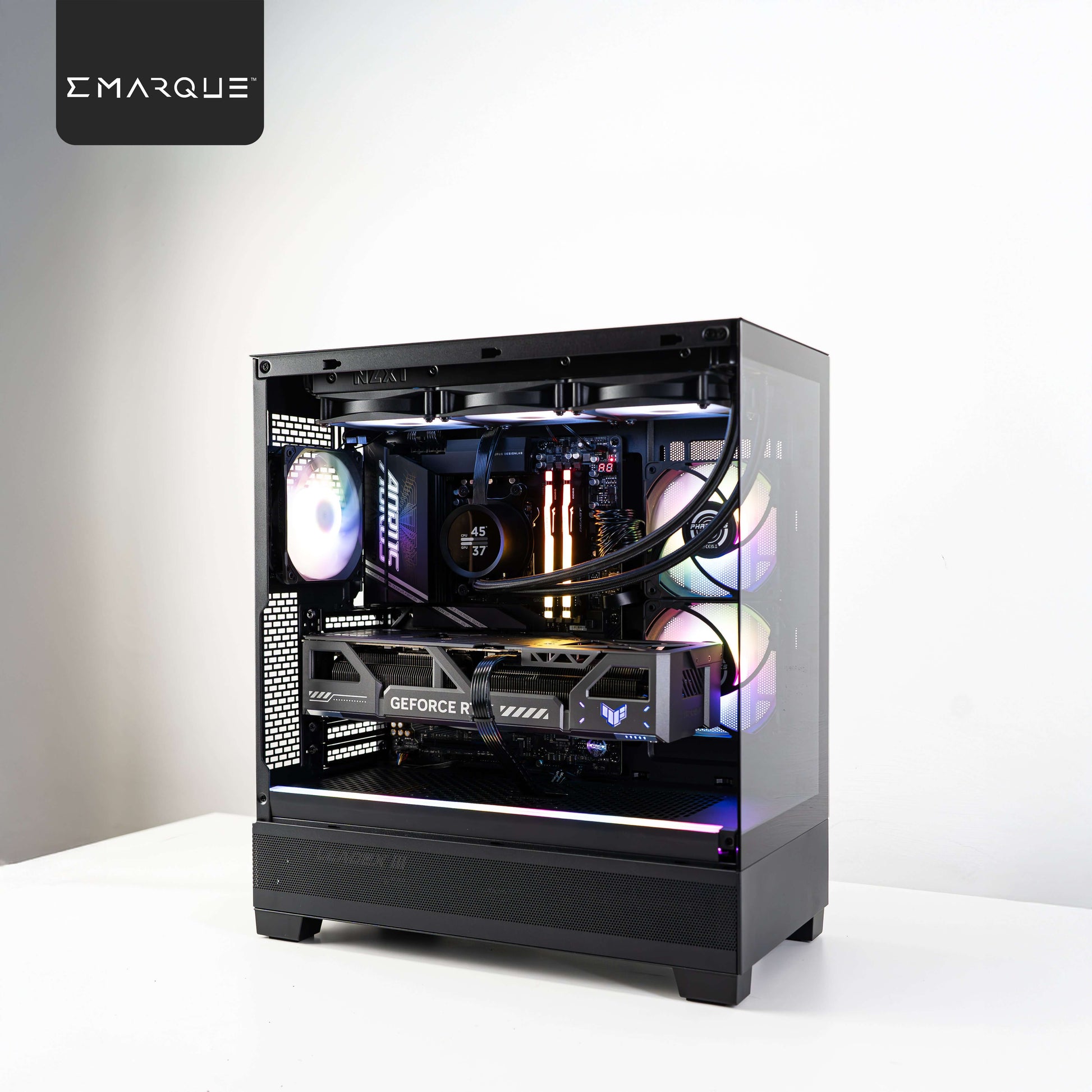 INFINITY XT Gaming PC with Ryzen 7 9800X3D and ASUS TUF GeForce RTX 5080 in Phanteks XT View DRGB case.