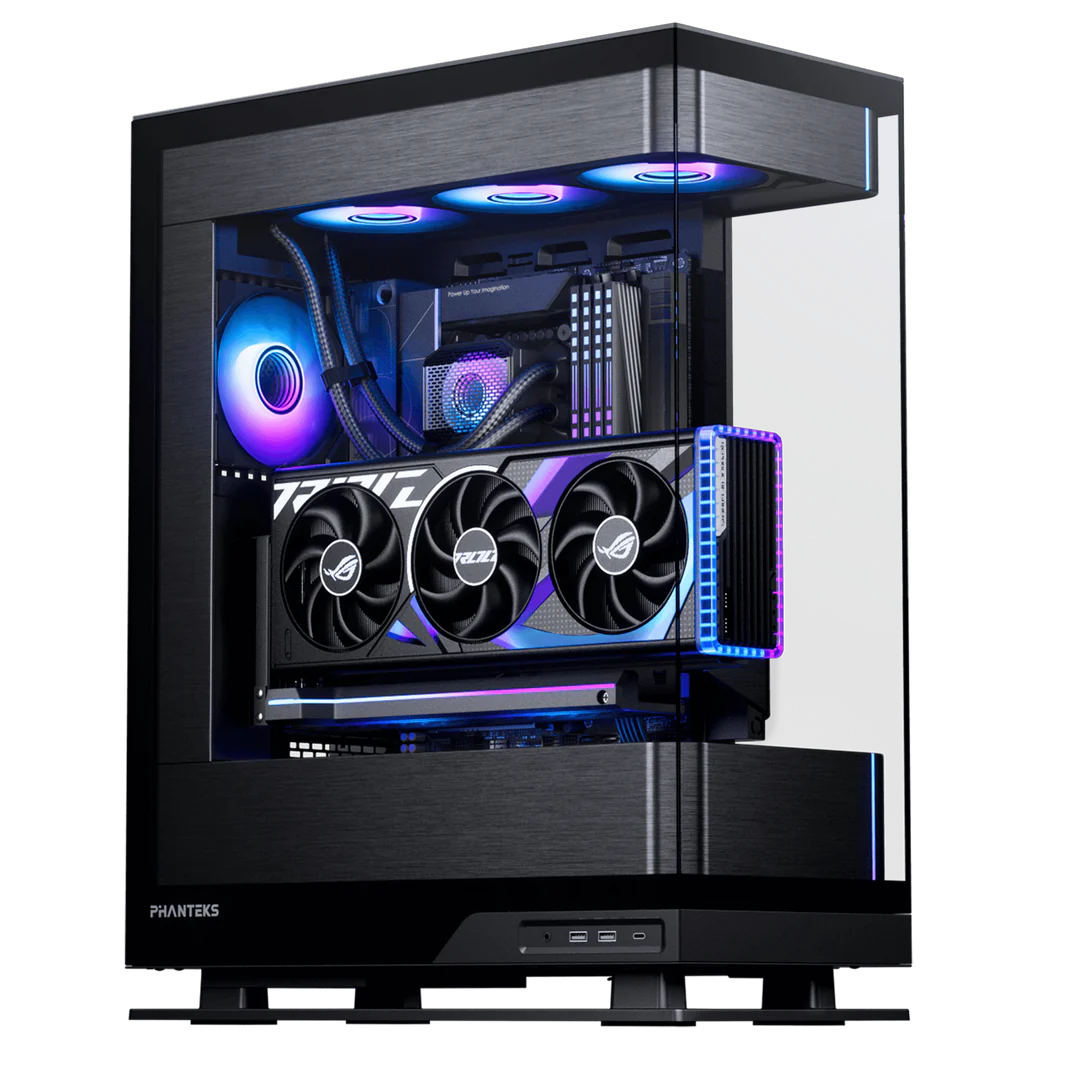 EVOLV ASTRAL Gaming PC with AMD Ryzen 7 9800X3D and ROG Astral RTX 5090, featuring Phanteks Evolv X2 ATX chassis, RGB lighting