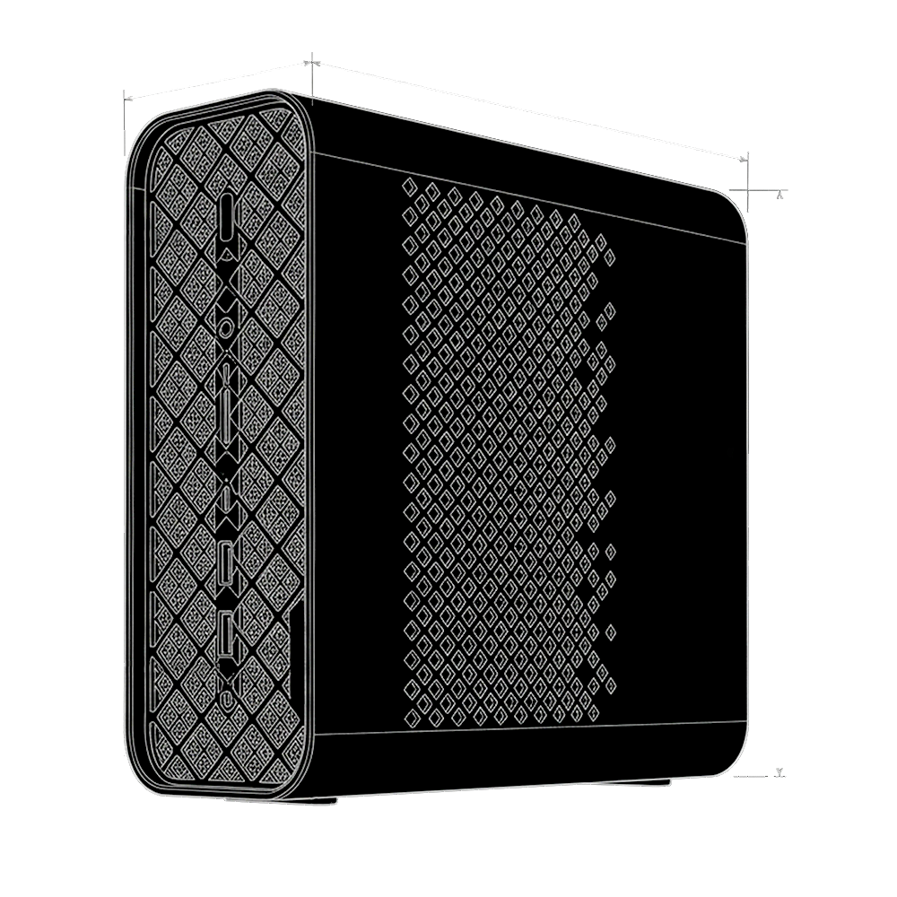 EMARQUE AI Eclipse front and rear panel line drawings with dimensions