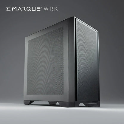 EMARQUE WRK workstation PC with AMD Ryzen 5 8400F, GeForce RTX 5060, and Tecware NEO M2 case in black. Ideal for productivity.