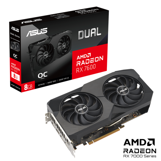 ASUS Dual Radeon™ RX 7600 OC Edition 8GB GDDR6 Graphics Card | DUAL-RX7600-O8G