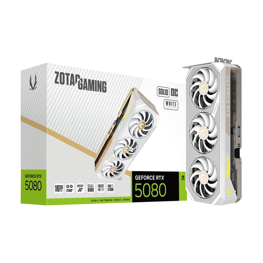 Zotac Gaming GeForce RTX 5080 Solid OC White Edition 16GB GDDR7 Graphic Card