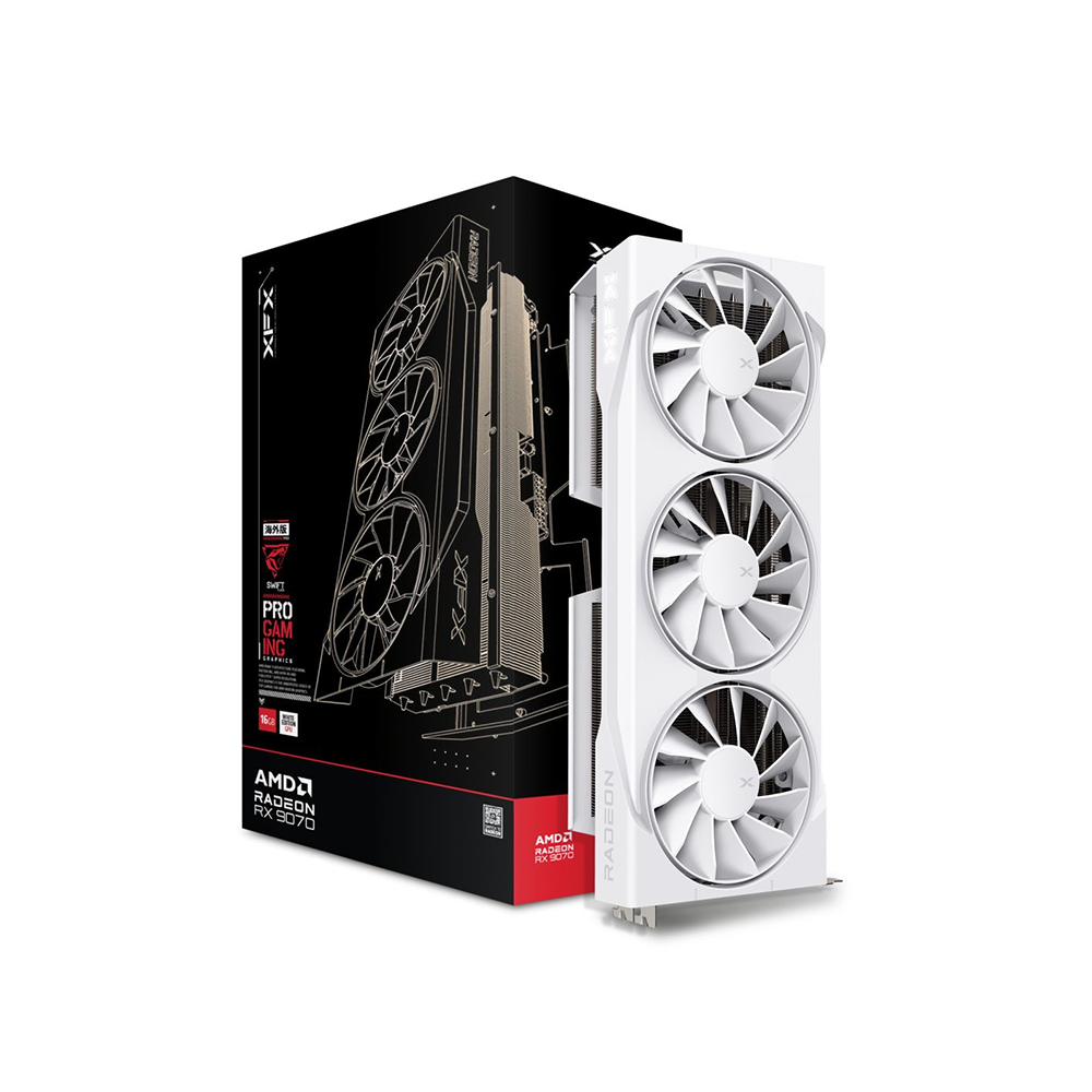 XFX Swift AMD Radeon RX 9070 OC White Triple Fan Gaming Edition 16GB GDDR6 Graphic Card