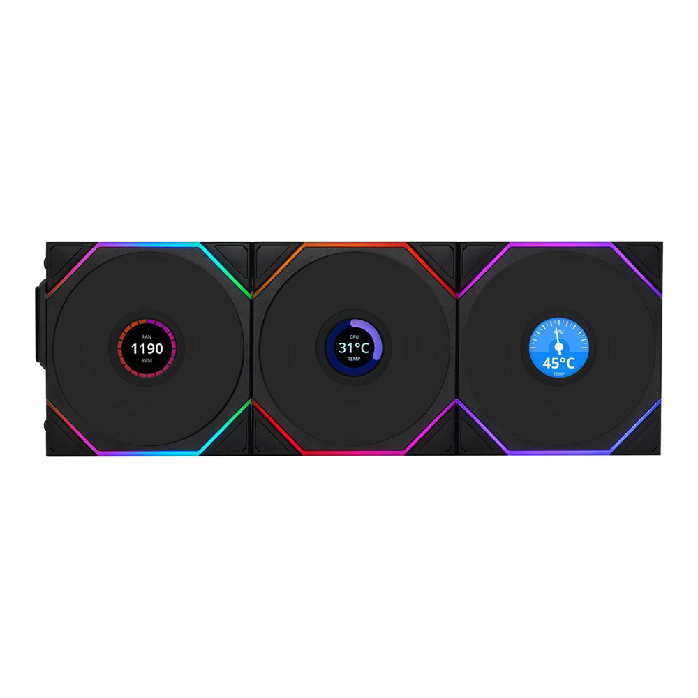 Lian Li UNI FAN TL Wireless LCD 3 x 120MM Cooling Fan [Black/White]