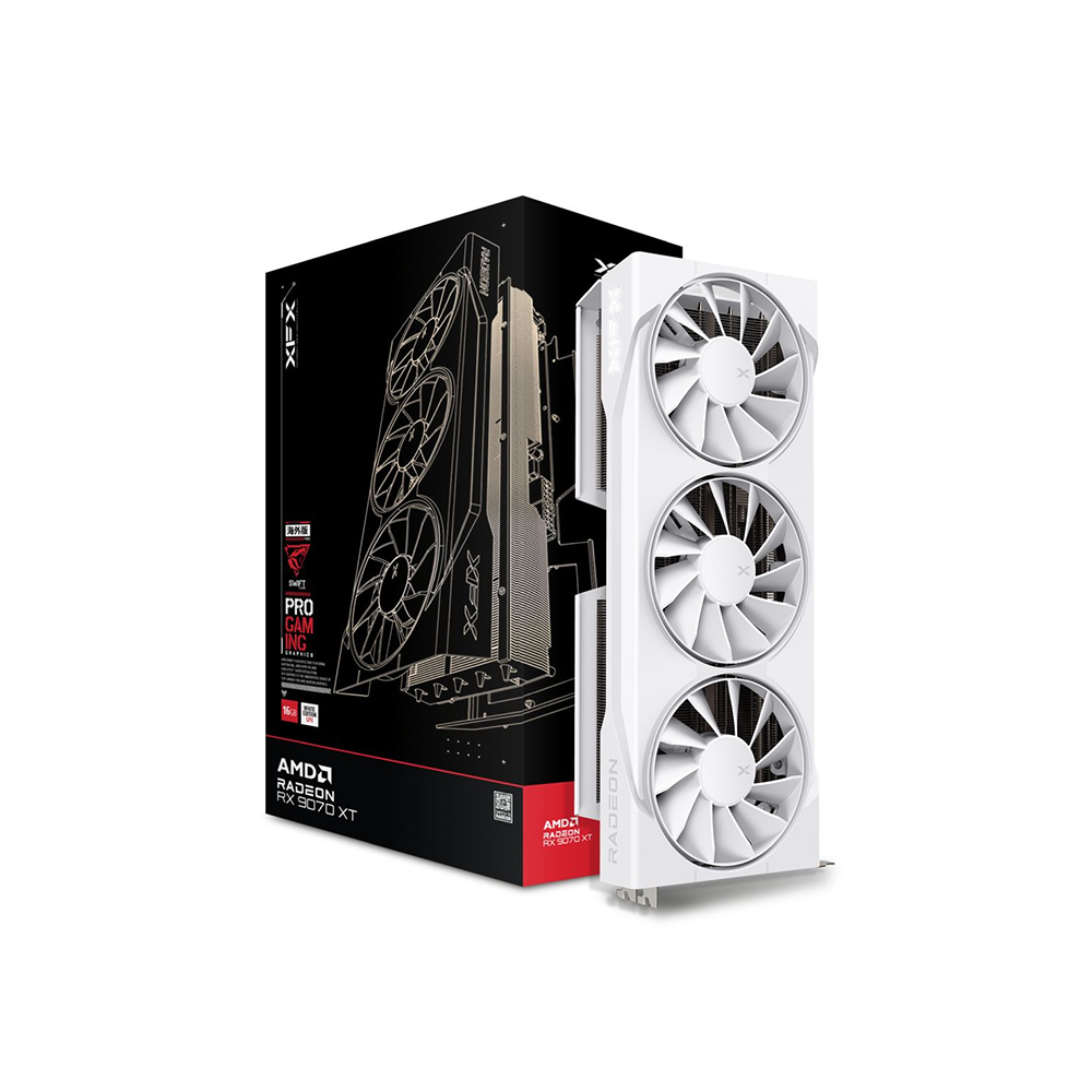 XFX Swift AMD Radeon RX 9070XT White Triple Fan Gaming Edition 16GB GDDR6 Graphic Card