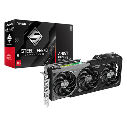 ASRock AMD Radeon™ RX 9070 XT Steel Legend Dark 16GB GDDR6 Graphic Car ASRock AMD Radeon™ RX 9070 XT Steel Legend Dark 16GB GDDR6 Graphic Car