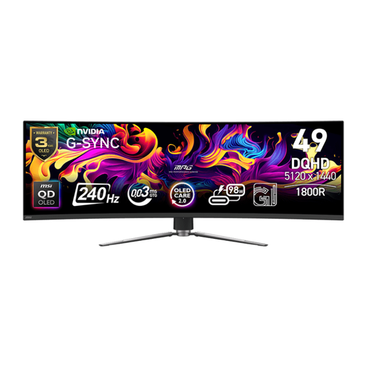 MSI MPG 491CQPX 49'' DQHD 240Hz QD-OLED 1800R Curved Gaming Monitor