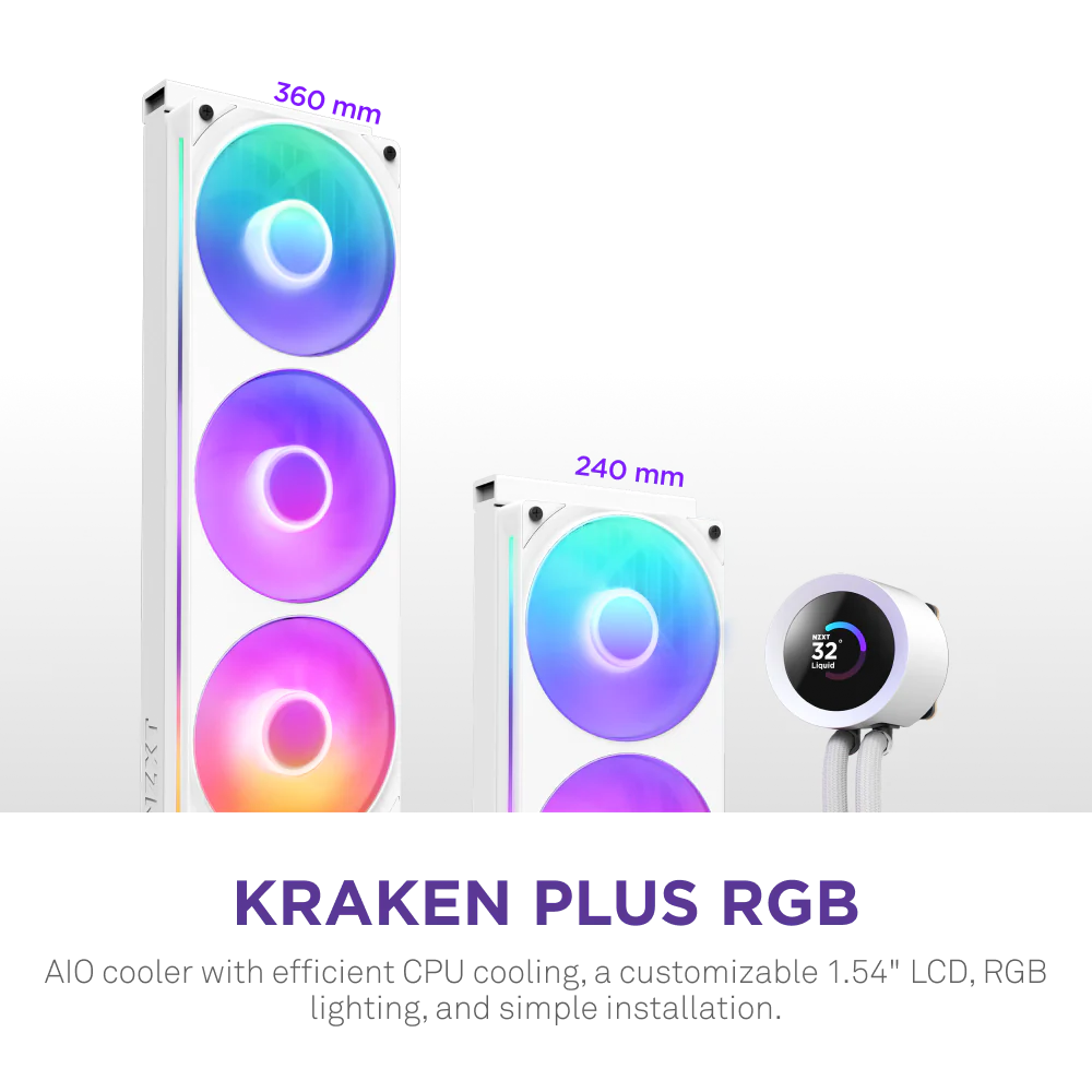 NZXT Kraken Plus 360 RGB AIO Liquid Cooler [Black/White]